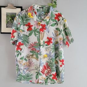 Coofandy Short Sleeve Floral Hawaiian‎ Beach Button Up Shirt XL